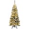 4.5Ft Pre-lit Snow Flocked Artificial Pencil Christmas Pine Tree w/150 LED Light